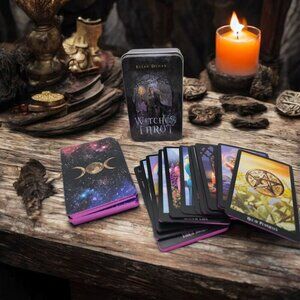 Witches Tarot ✦ Ellen Dugan 78‑Card Deck ✦ Illustrated Cards w/ Guidebook Tin